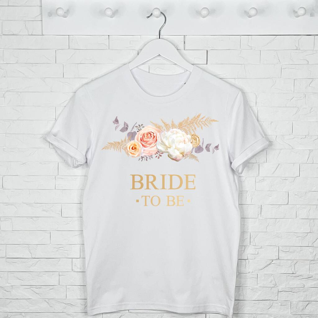 Bride To Be And Hen Pampas And Floral Gold T Shirt Set - Lovetree Design
