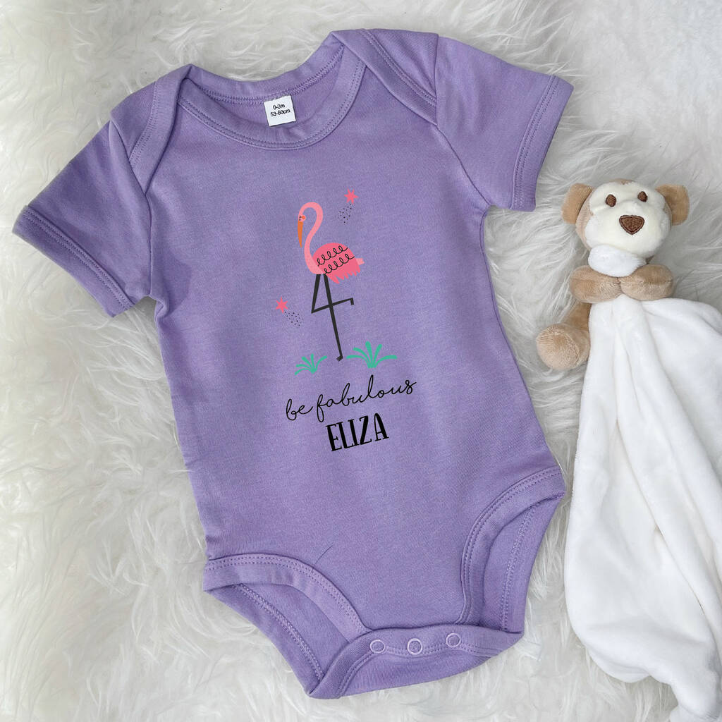 Flamingo Be Fabulous Personalised Jungle Babygrow - Lovetree Design