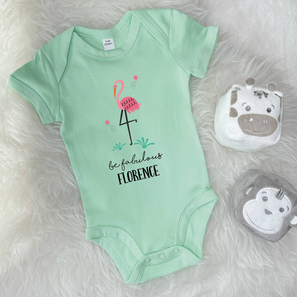 Flamingo Be Fabulous Personalised Jungle Babygrow - Lovetree Design