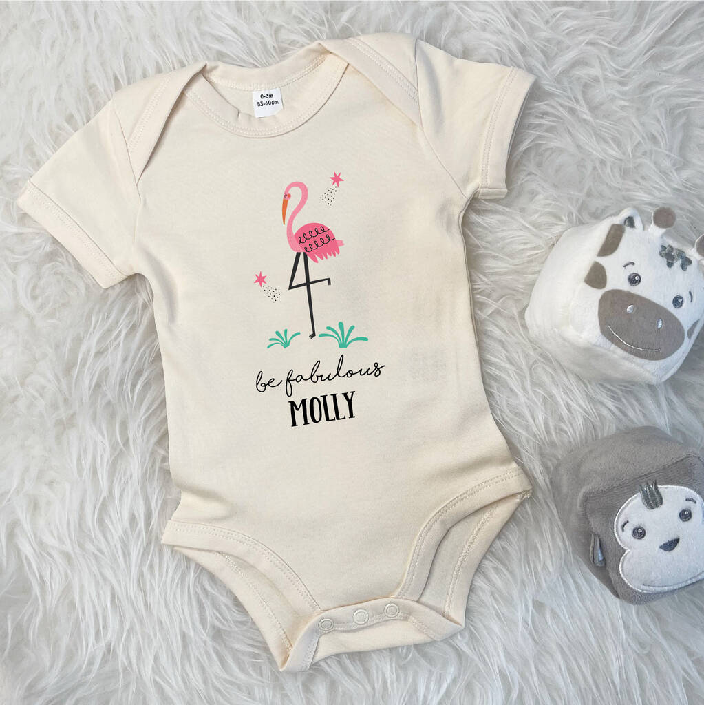 Flamingo Be Fabulous Personalised Jungle Babygrow - Lovetree Design