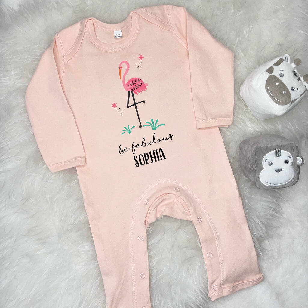 Flamingo Be Fabulous Personalised Jungle Rompersuit - Lovetree Design