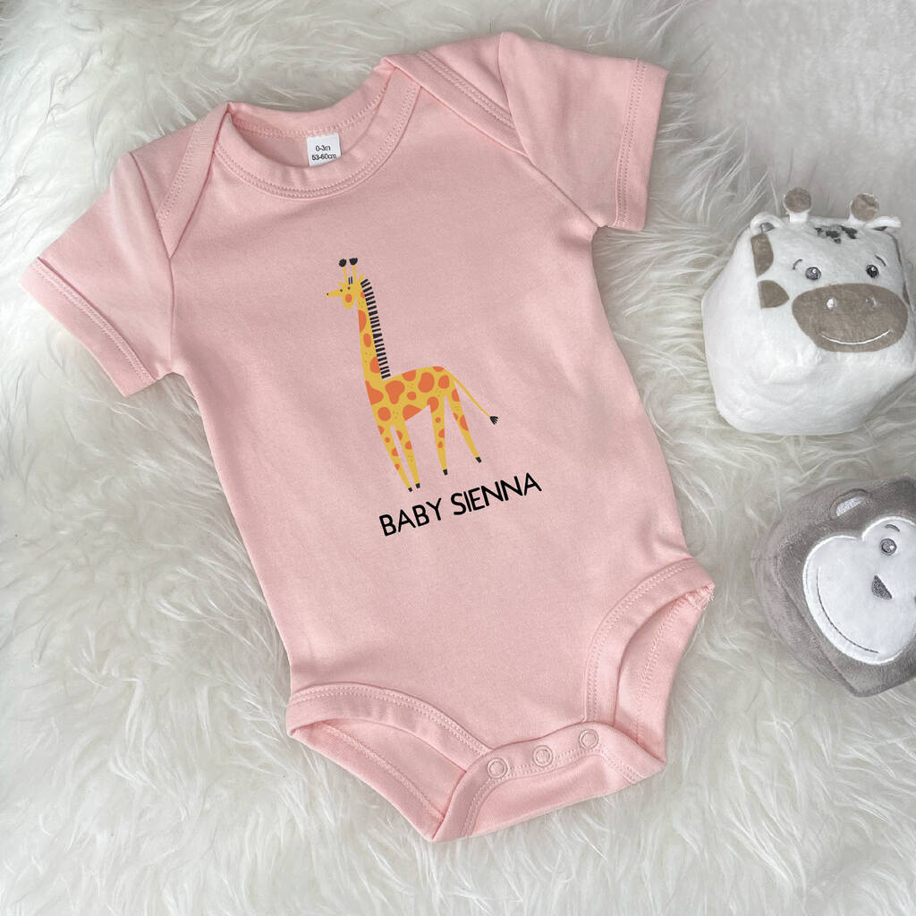 Giraffe Personalised Jungle Babygrow - Lovetree Design