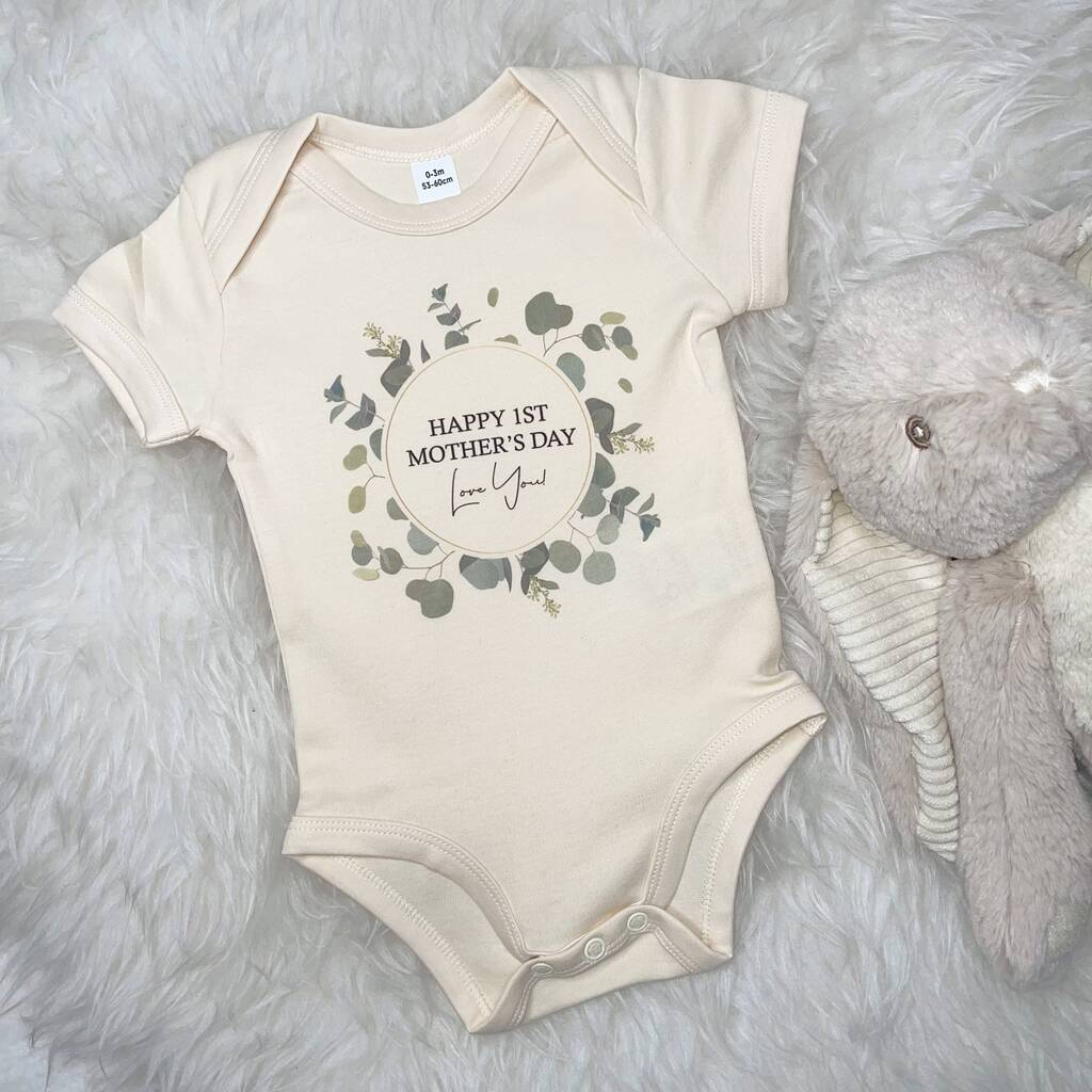 Happy First Mother's Day Eucalyptus Babygrow - Lovetree Design