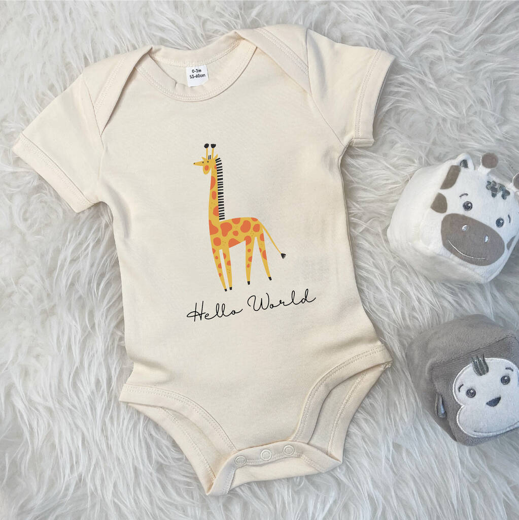 Hello World Giraffe Jungle Babygrow Lovetree Design