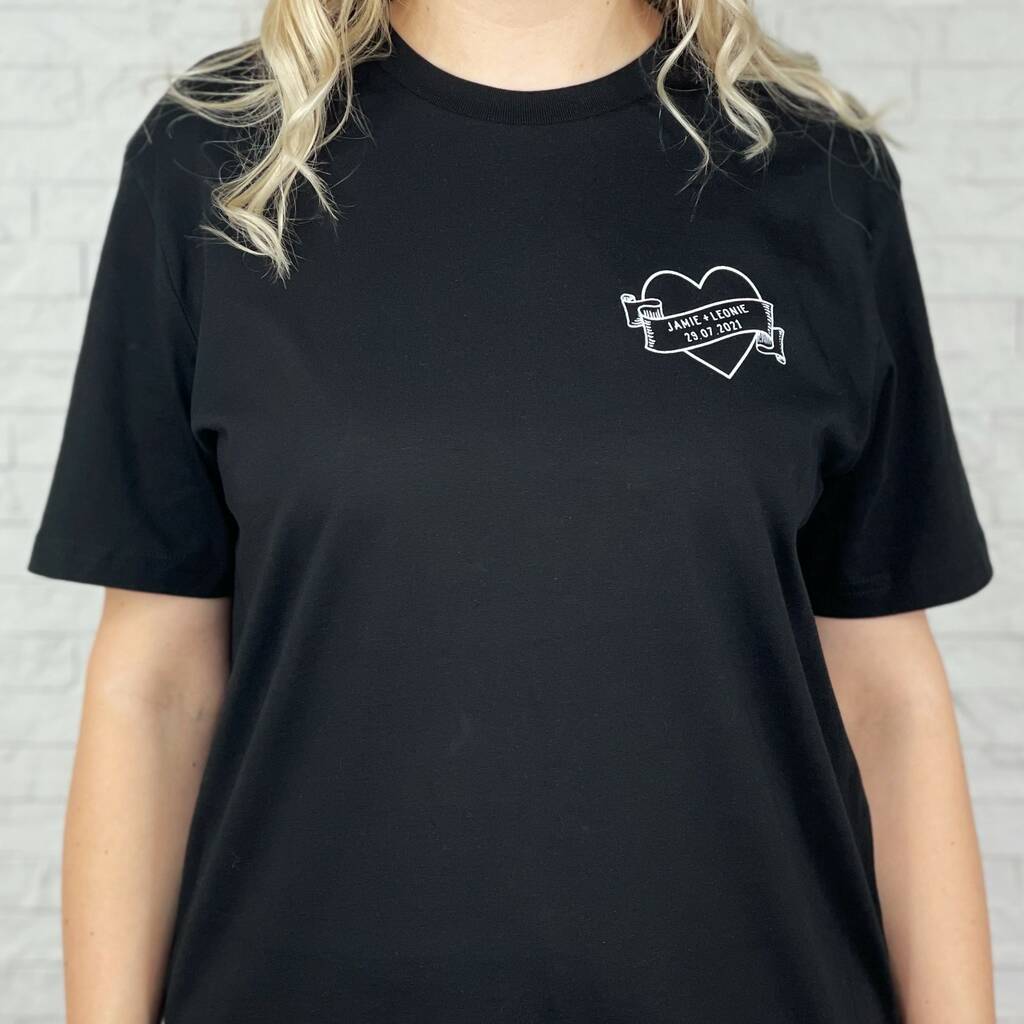Lovers Tattoo Style T Shirt Personalised With Date - Lovetree Design