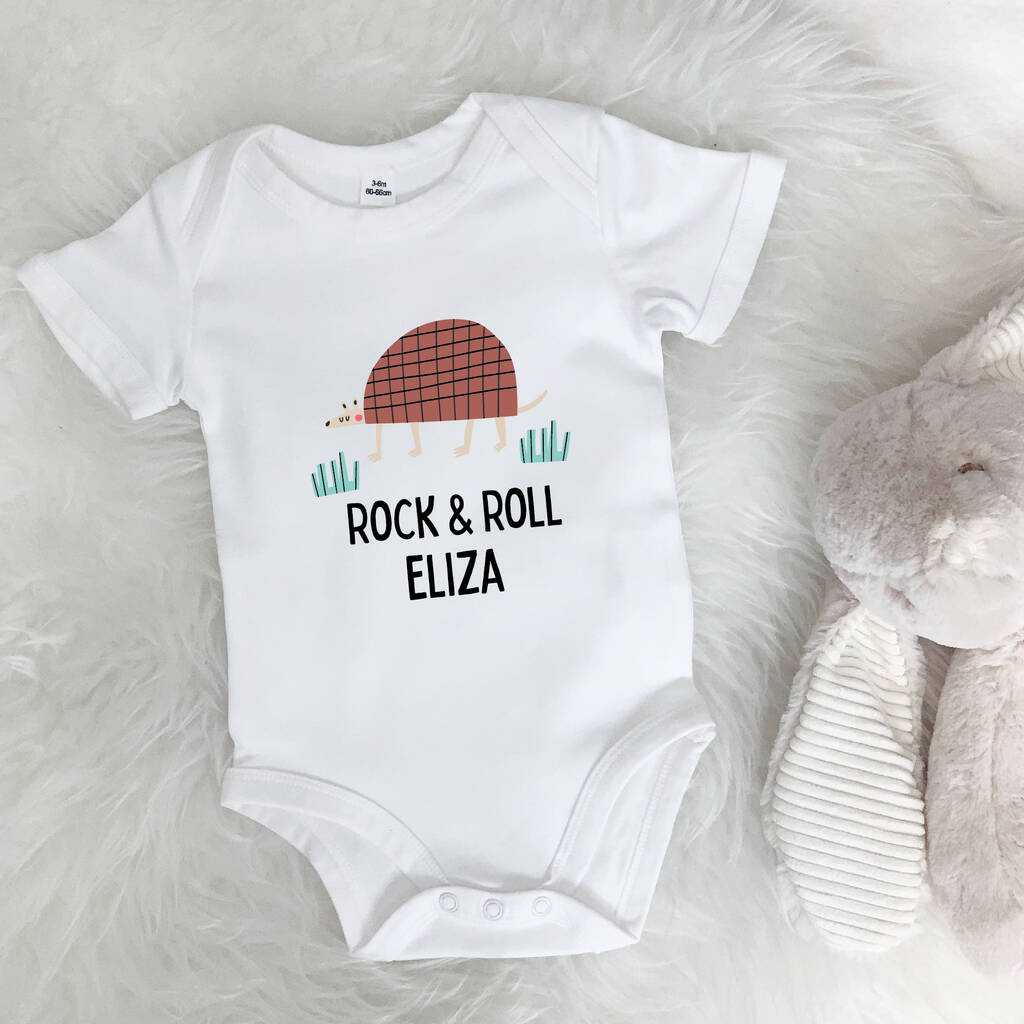 Personalised Armadillo Rock And Roll Babygrow - Lovetree Design