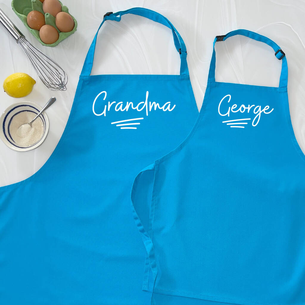 Personalised Grandma And Child Ballpoint Apron Set - Lovetree Design