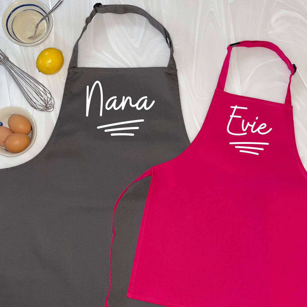 Personalised Grandma And Child Ballpoint Apron Set - Lovetree Design