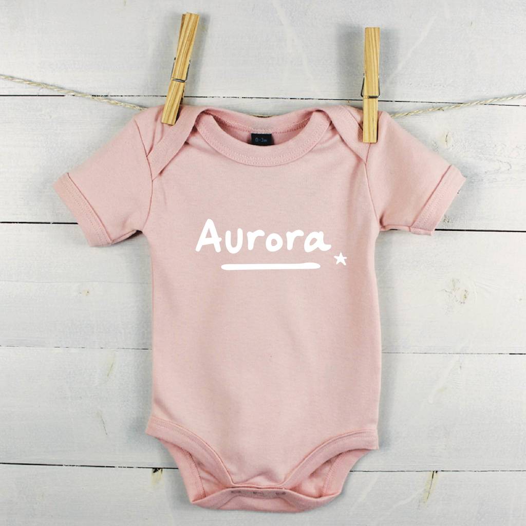 Personalised Name Baby Grow With Star - Lovetree Design