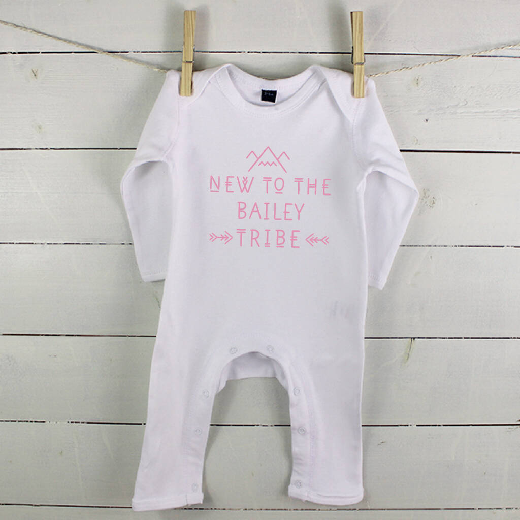 Personalised New To The Tribe Babygrow - Lovetree Design