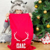 Personalised Red Santa Sack With Antlers - Lovetree Design