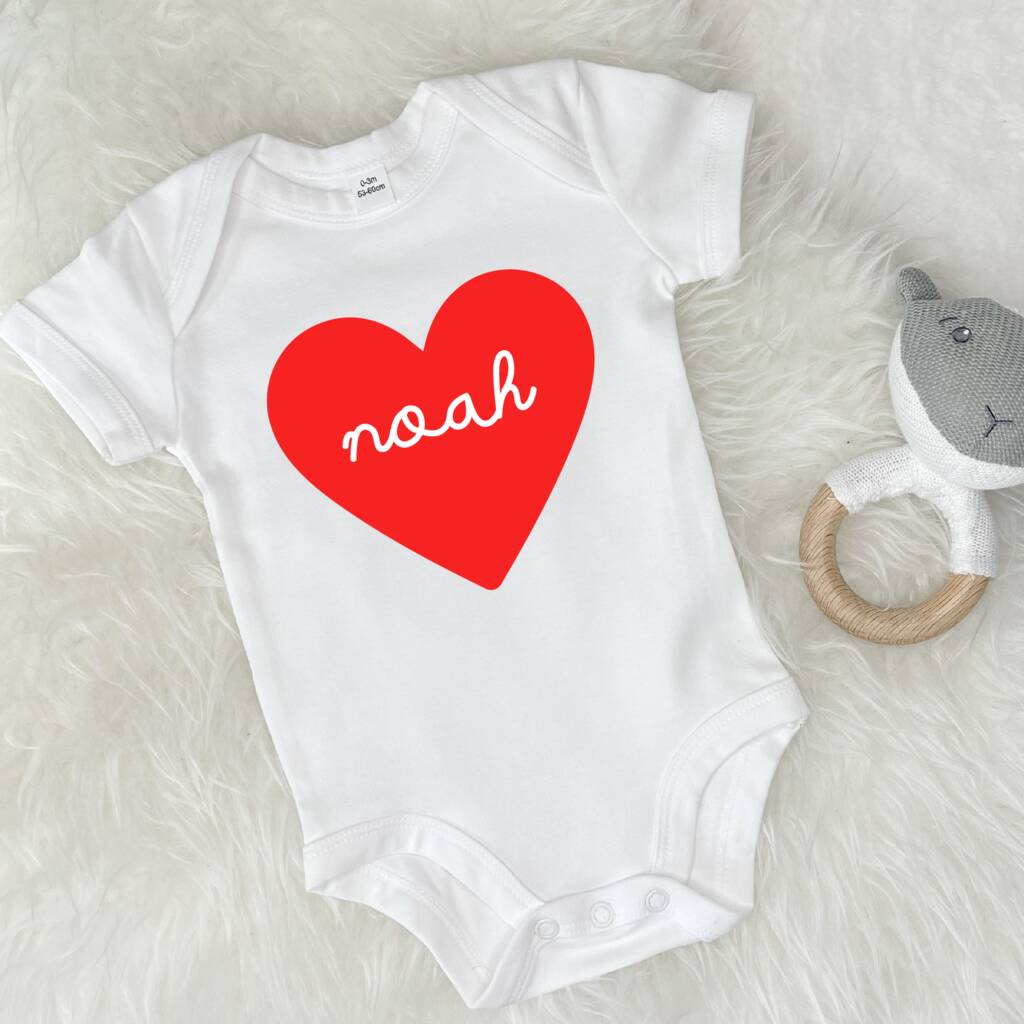 Red Heart Personalised Valentines Babygrow - Lovetree Design