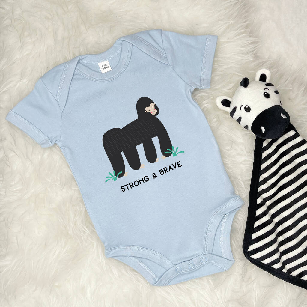 Strong And Brave Gorilla Jungle Babygrow - Lovetree Design
