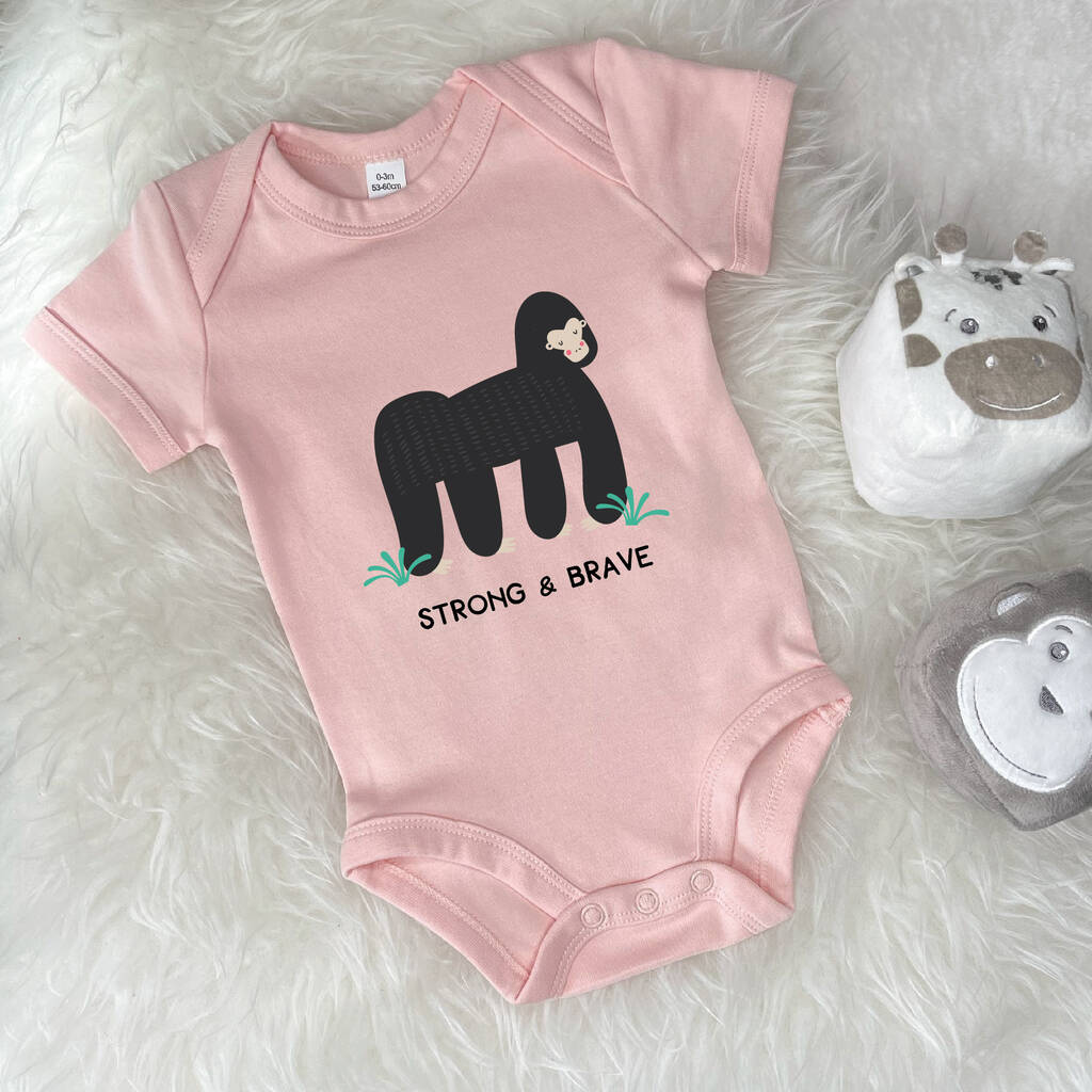 Strong And Brave Gorilla Jungle Babygrow - Lovetree Design