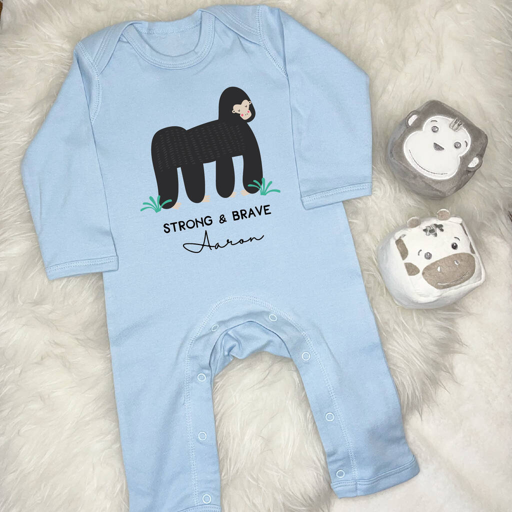 Strong And Brave Gorilla Personalised Jungle Rompersuit - Lovetree Design