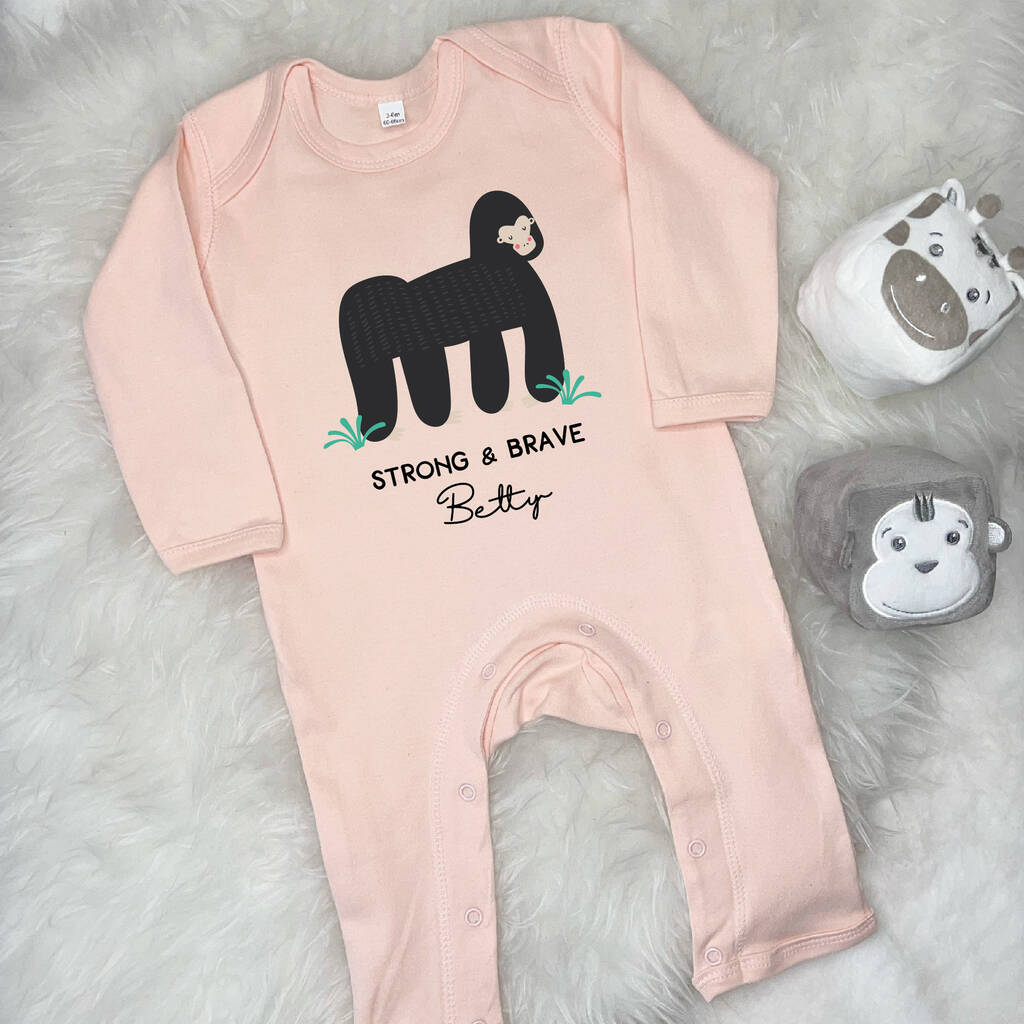 Strong And Brave Gorilla Personalised Jungle Rompersuit - Lovetree Design