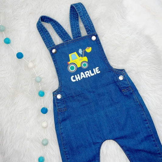 Digger Personalised Baby/Kids Denim Dungarees - Lovetree Design