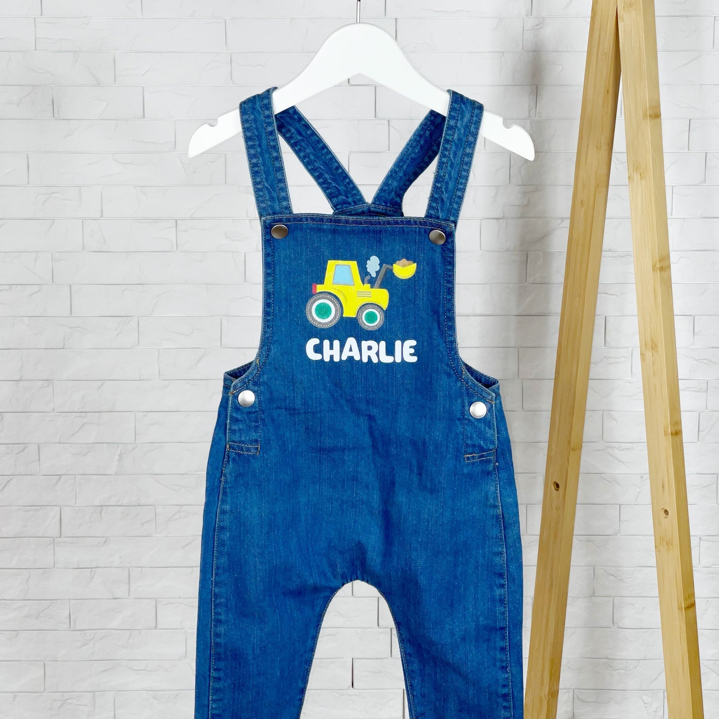Digger Personalised Baby/Kids Denim Dungarees - Lovetree Design
