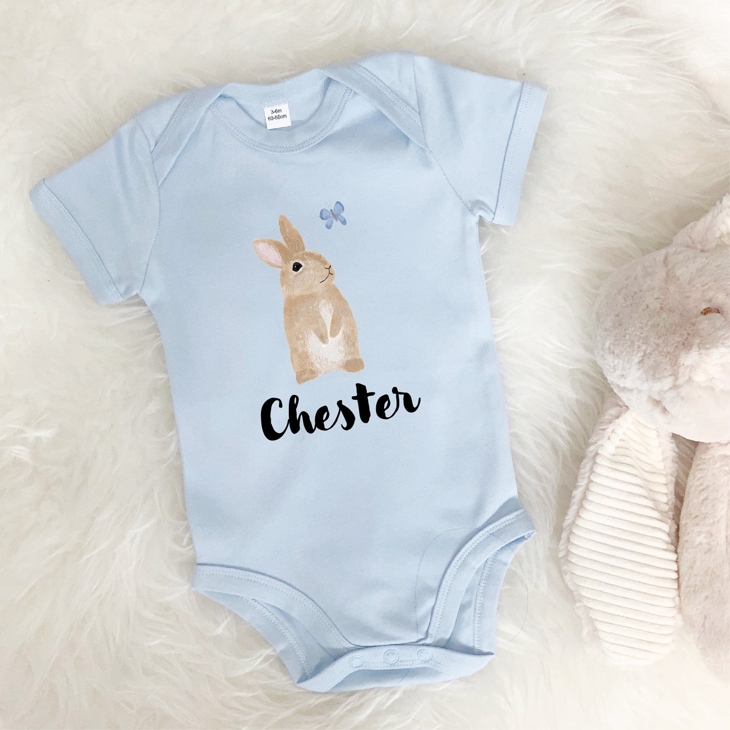 Illustrated Bunny Personalised Babygrow