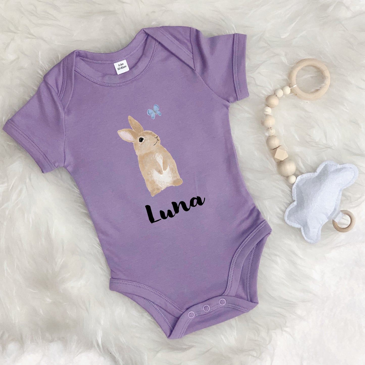 Illustrated Bunny Personalised Babygrow