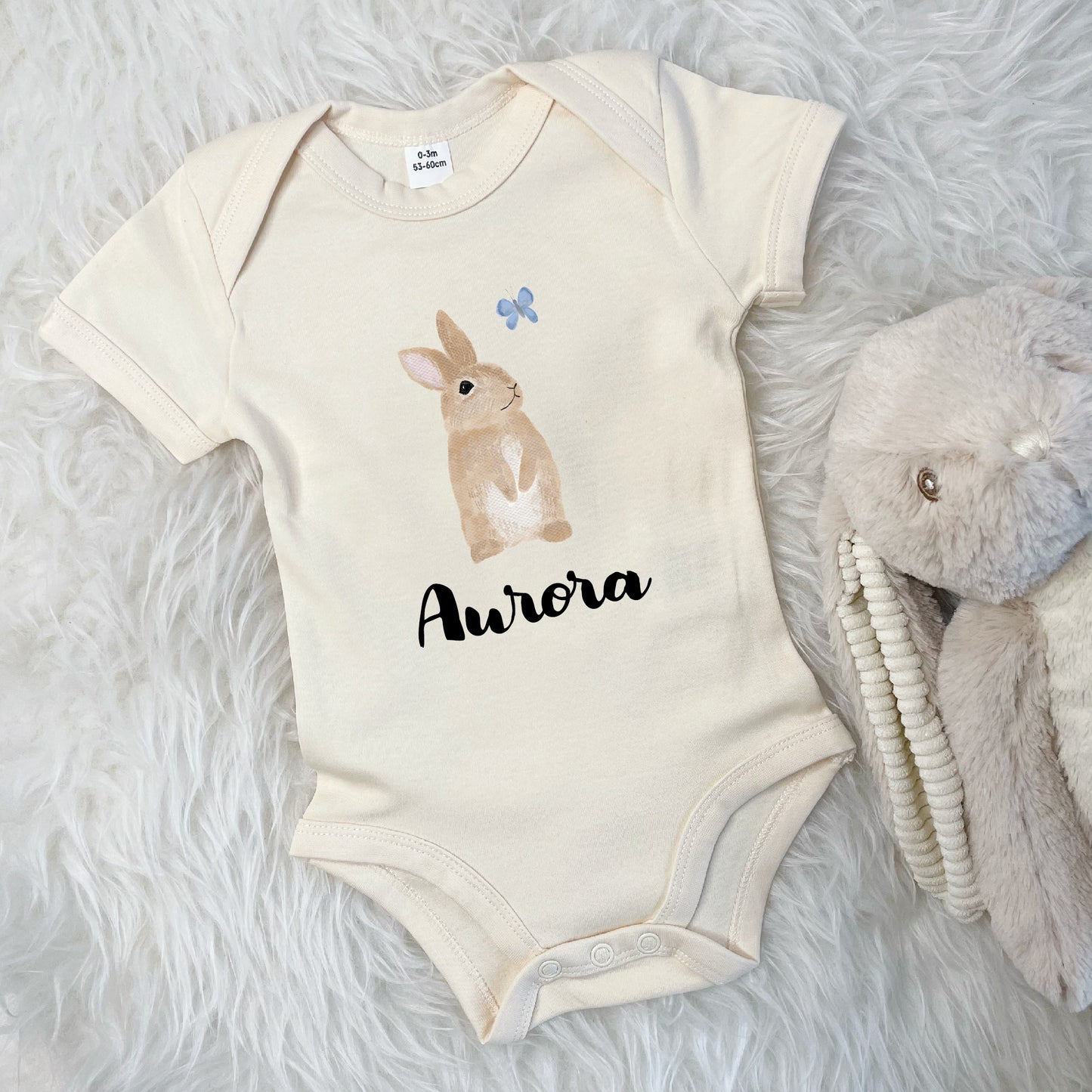 Illustrated Bunny Personalised Babygrow