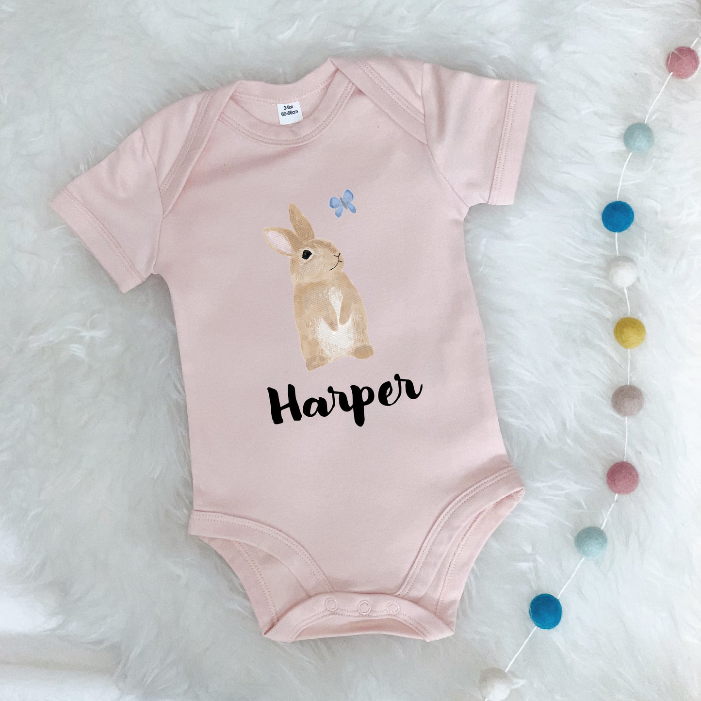 Illustrated Bunny Personalised Babygrow