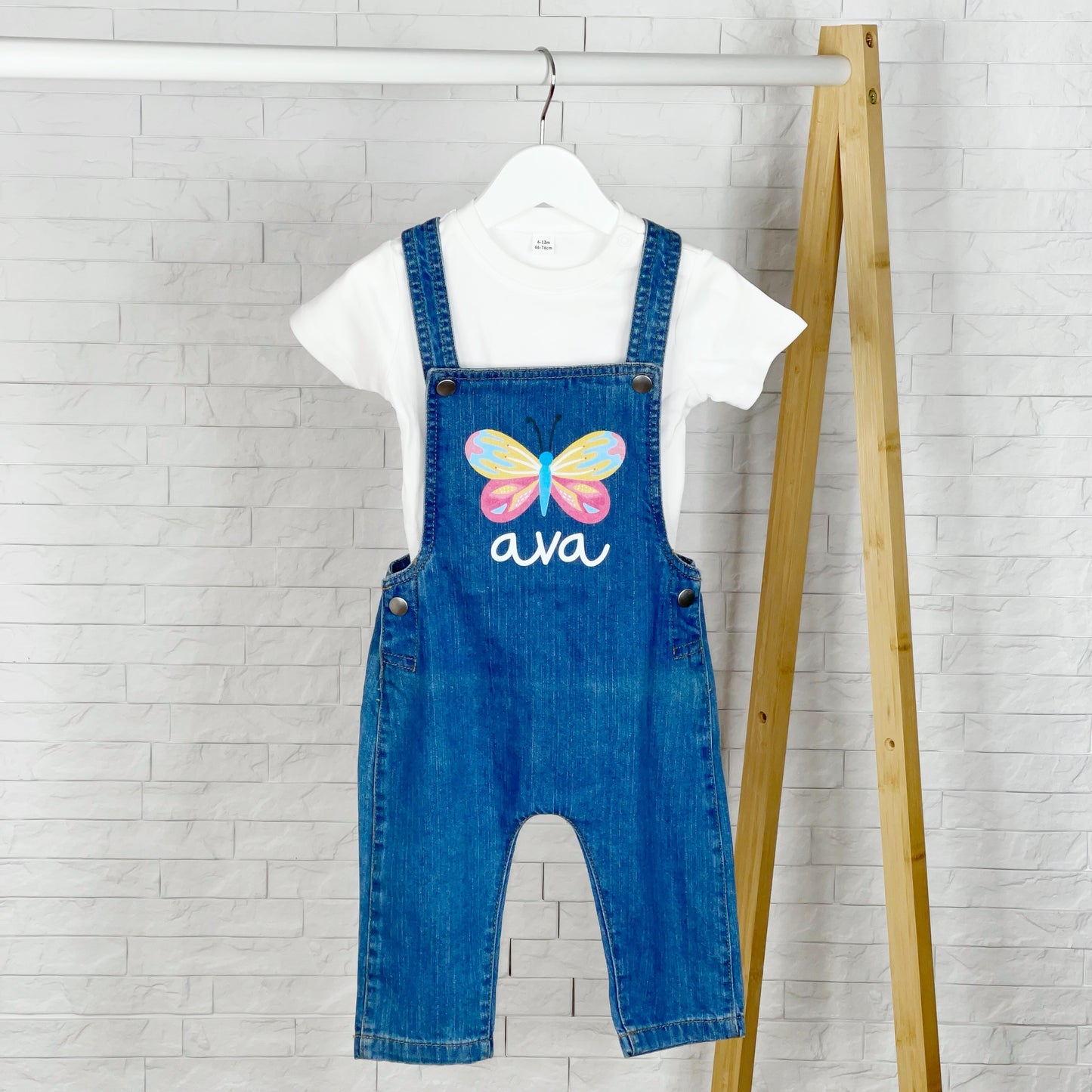 Butterfly Personalised Baby/Kids Denim Dungarees - Lovetree Design