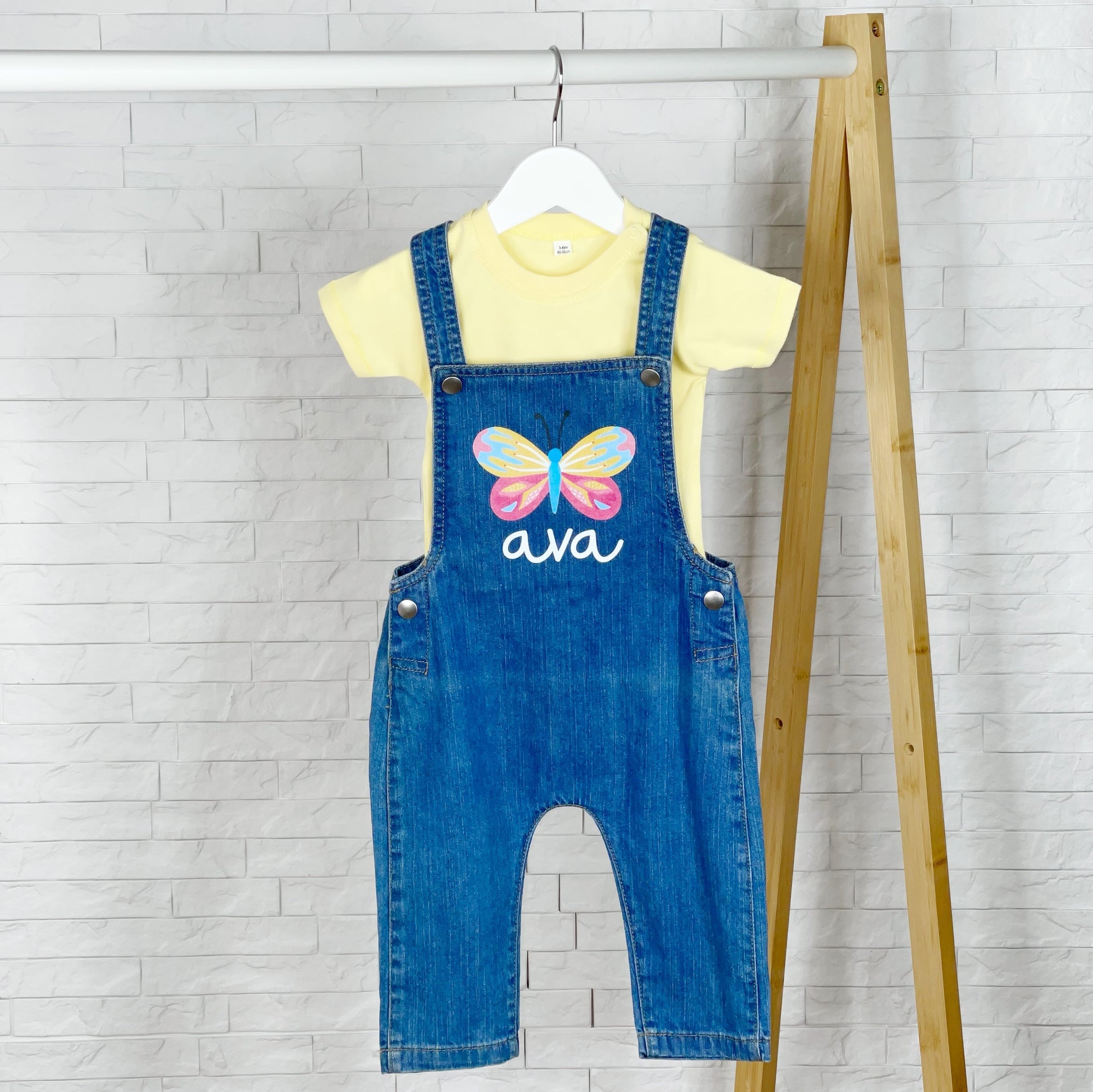 Butterfly Personalised Baby/Kids Denim Dungarees - Lovetree Design