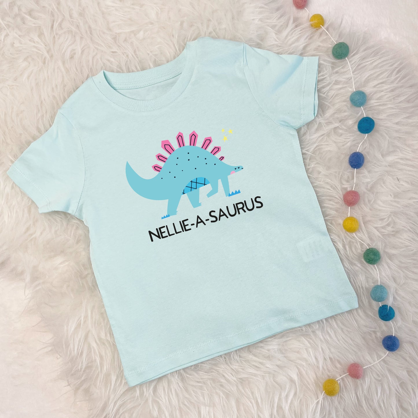 Girls Personalised Dinosaur T Shirt Stegosaurus