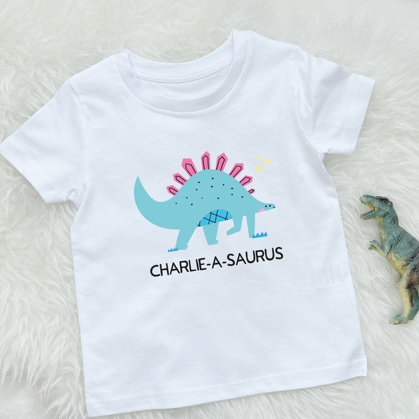 Girls Personalised Dinosaur T Shirt Stegosaurus