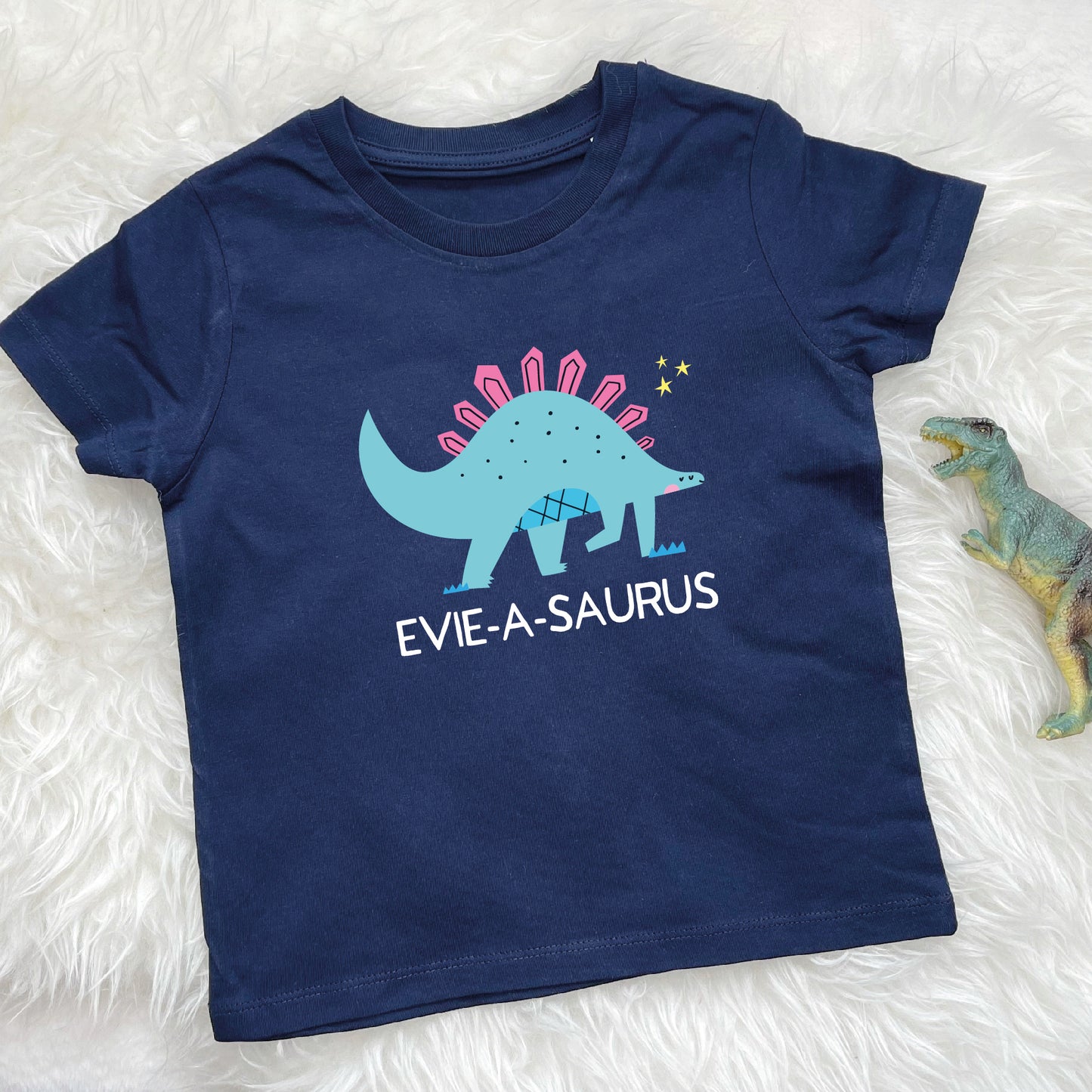 Girls Personalised Dinosaur T Shirt Stegosaurus