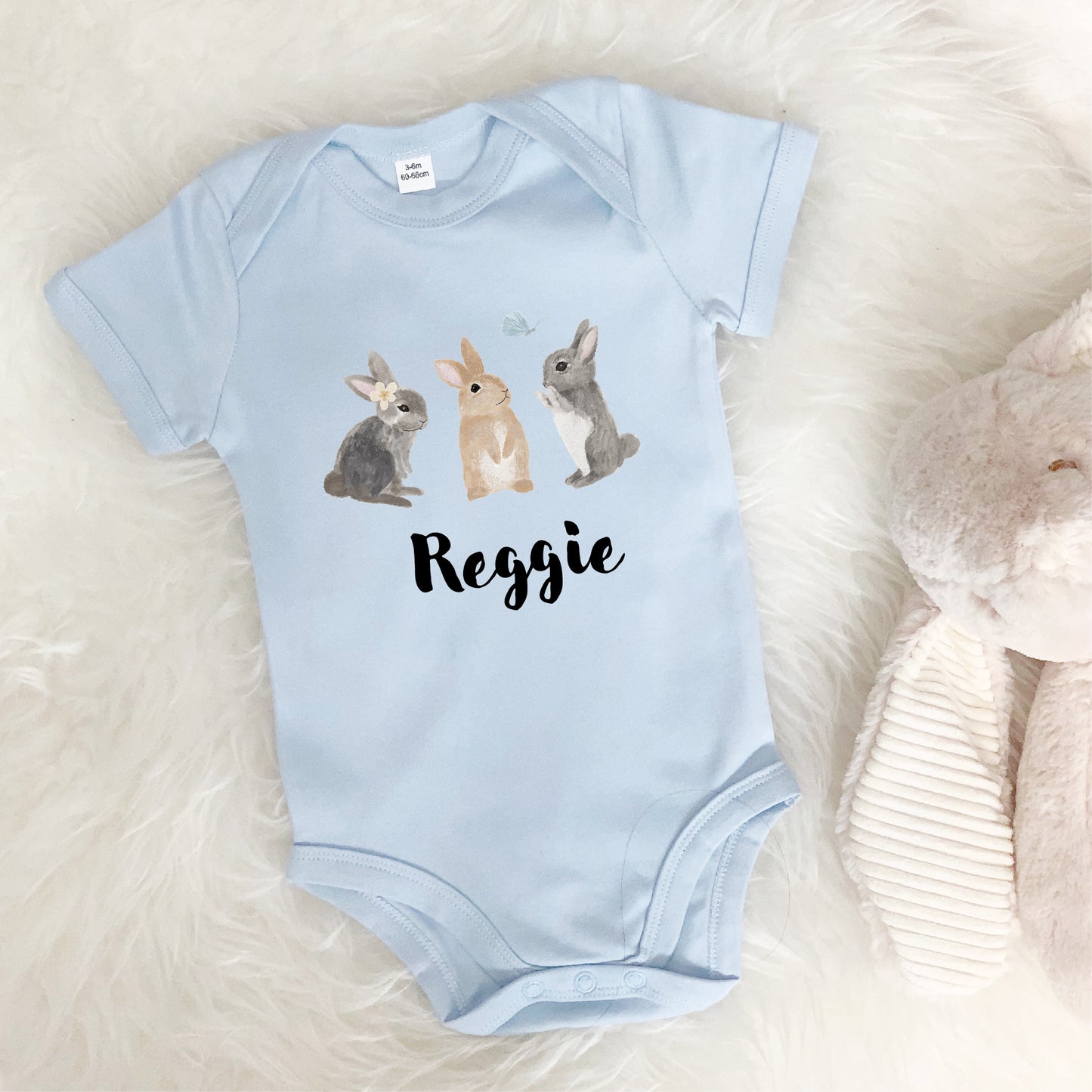Personalised Watercolour Bunnies Babygrow