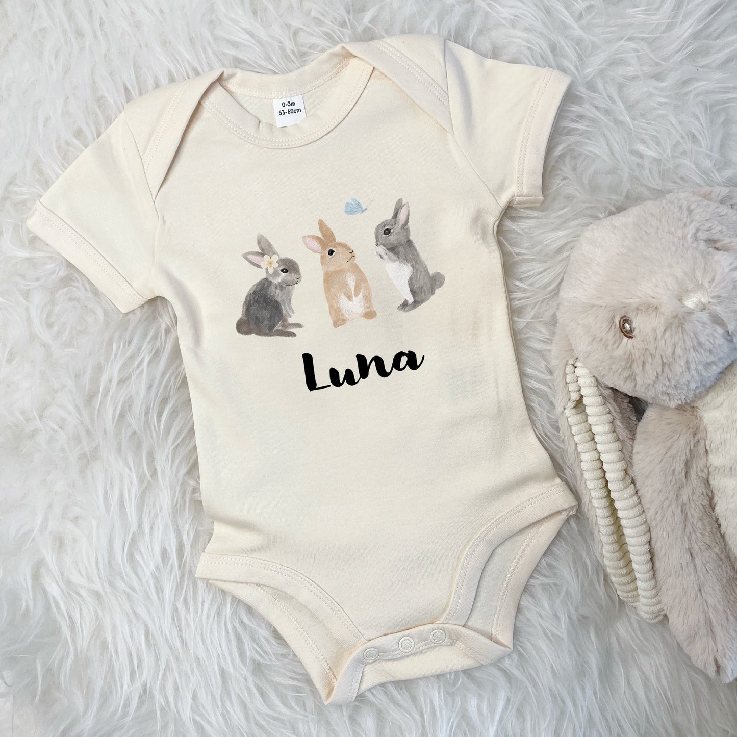 Personalised Watercolour Bunnies Babygrow