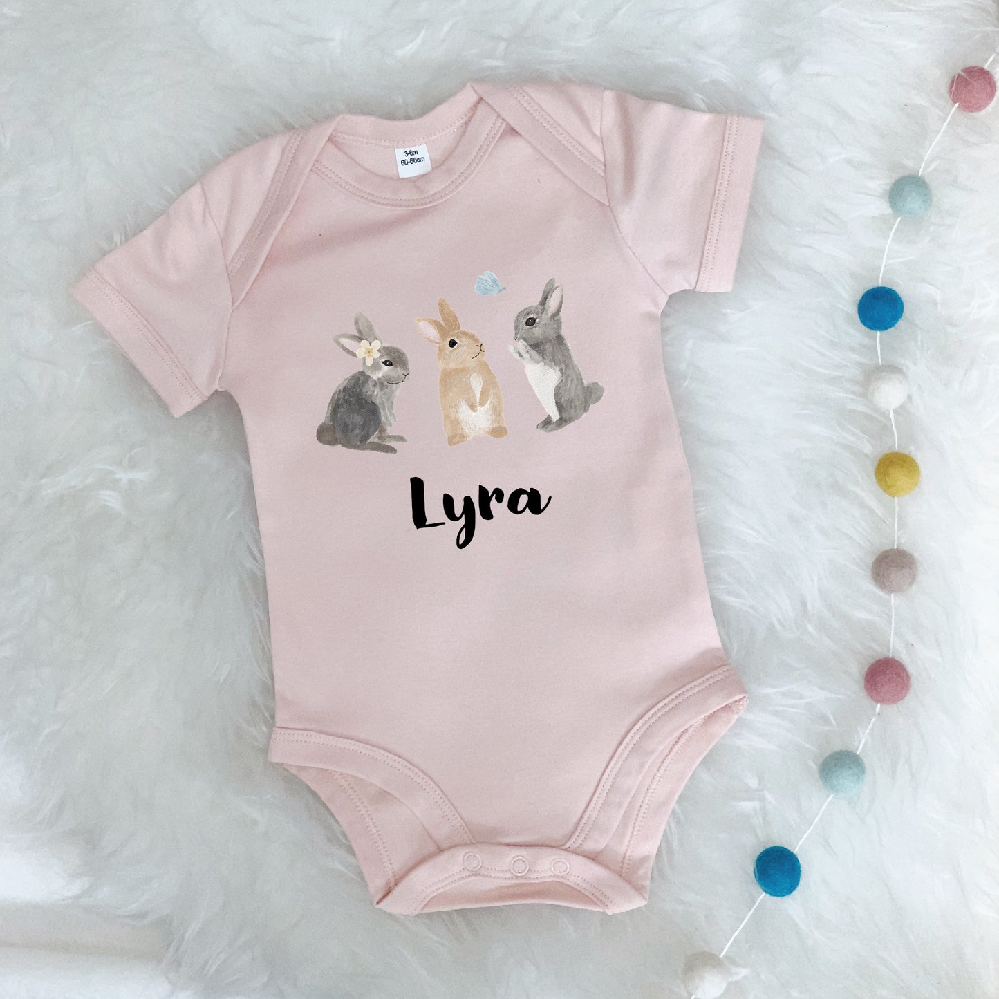 Personalised Watercolour Bunnies Babygrow