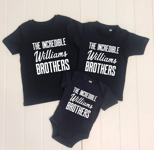 Set of three personalised brothers t shirts 