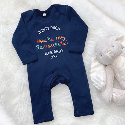 Auntie/Uncle Is My Favourite Personalised Bright Babygrow