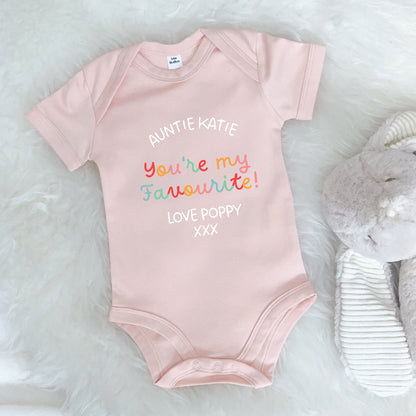 Auntie/Uncle Is My Favourite Personalised Bright Babygrow