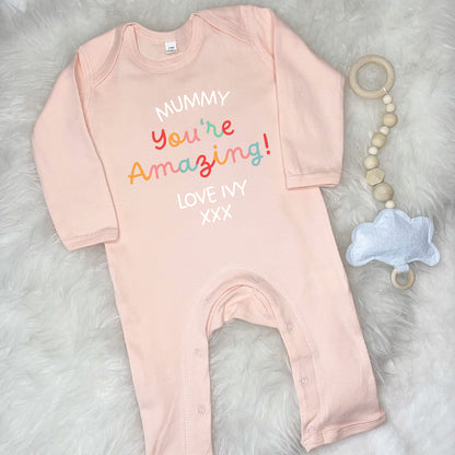 Mummy You're Amazing Personalised Bright Babygrow