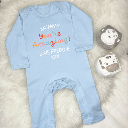 Mummy You're Amazing Personalised Bright Babygrow