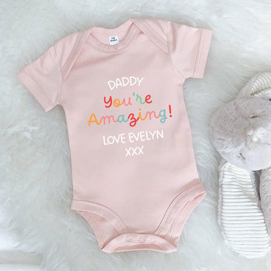 Daddy You're Amazing Personalised Bright Babygrow