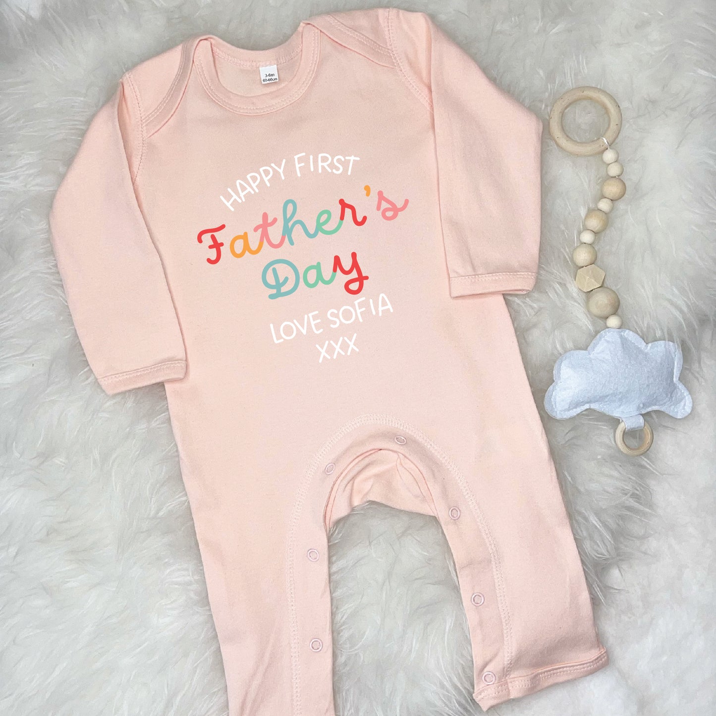 Personalised Happy First Father's Day Bright Babygrow