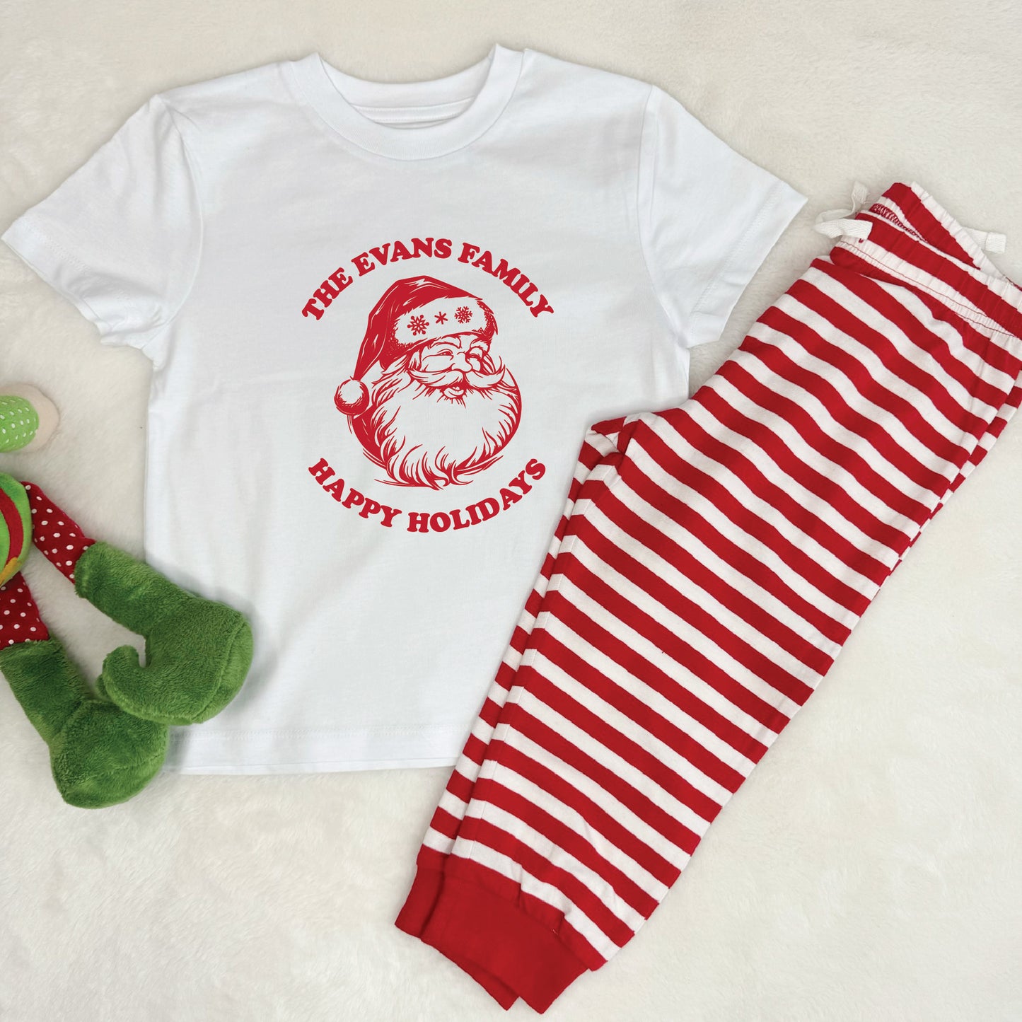 Adult Happy Holidays Santa Personalised Matching Christmas Pyjamas