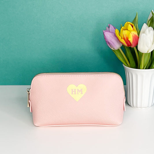 Personalised Heart Monogrammed Make Up Bag