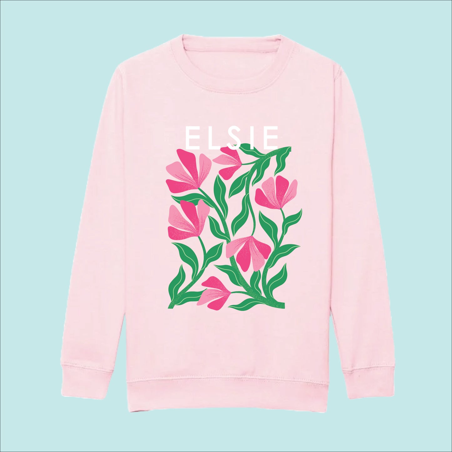 Mother And Child Pink Floral Personalised Sweatshirt Set