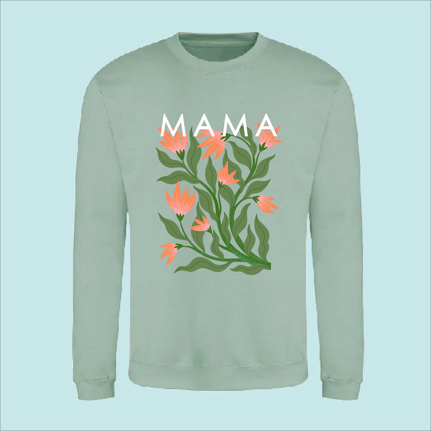 Mother And Child Sage Floral Personalised Sweatshirt Set