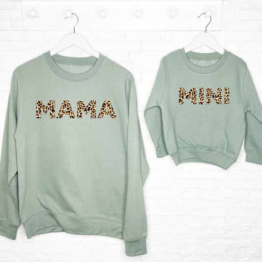 Mother And Mini Leopard Print Matching Sweatshirts