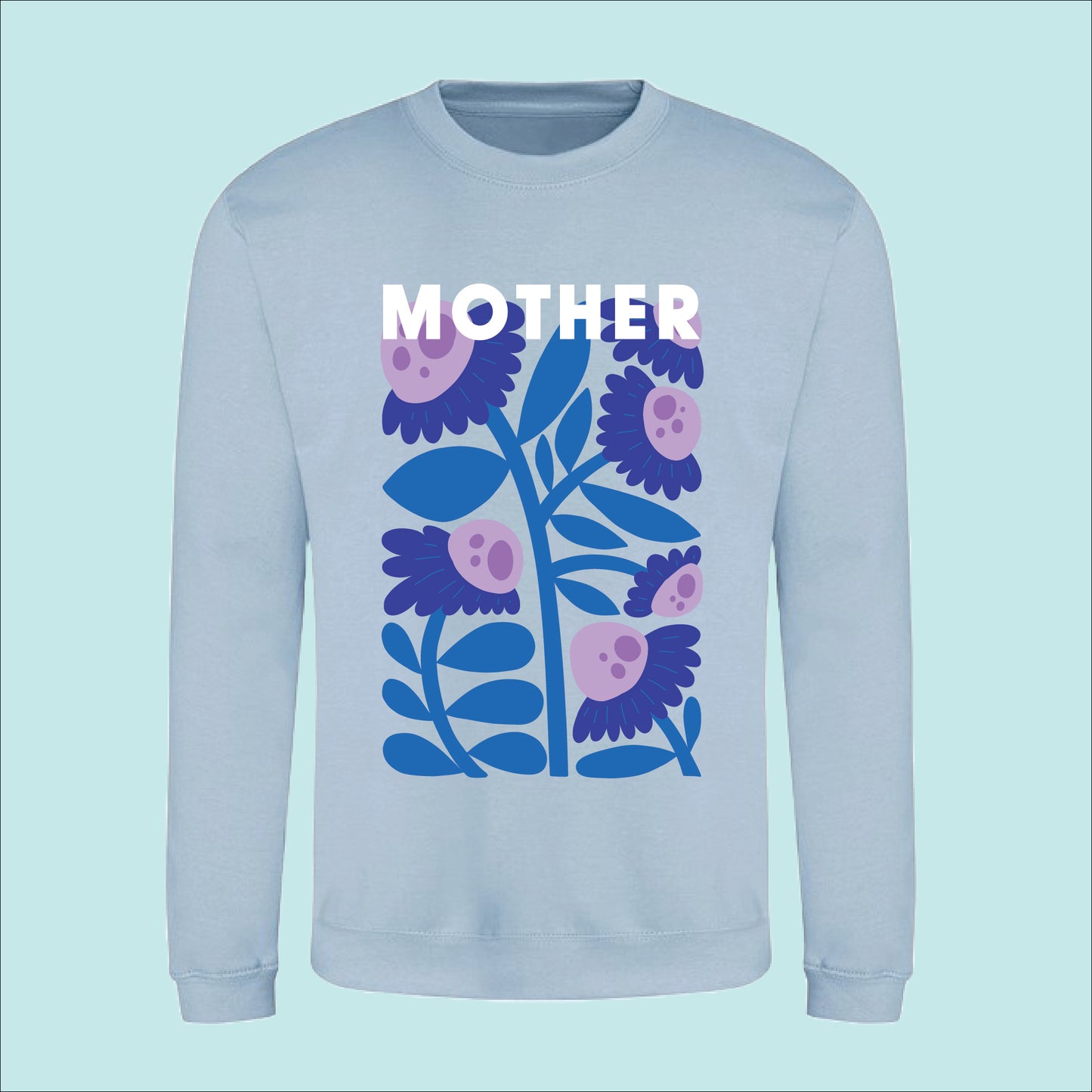 Mother And Child Blue Flower Market Personalised Sweatshirt Set