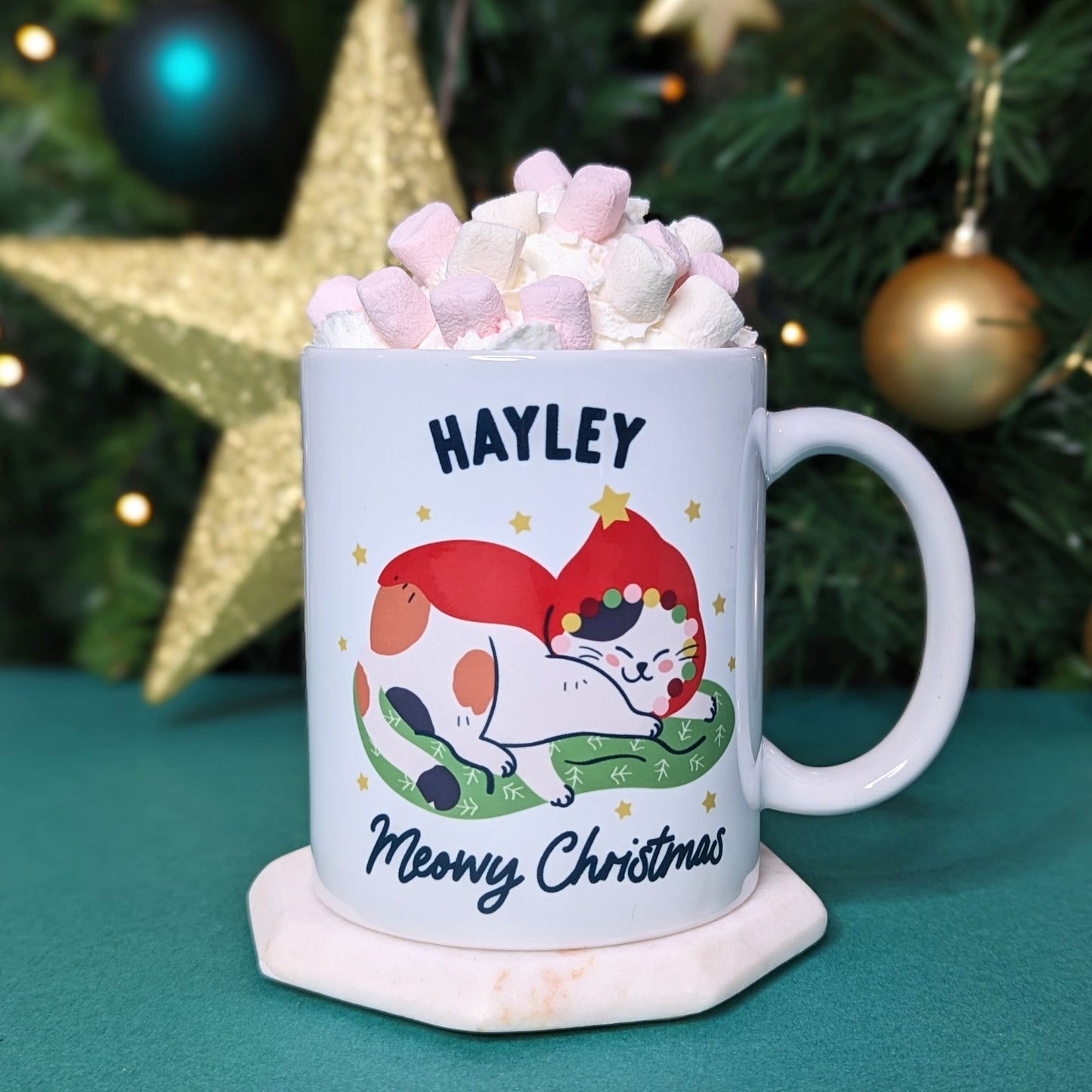 Personalised Cat Christmas Mug