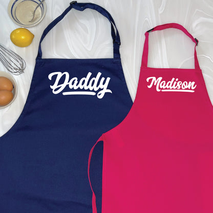 Personalised Retro Parent And Child Apron Set