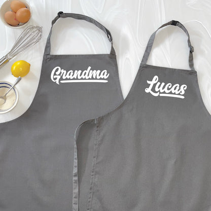 Personalised Retro Parent And Child Apron Set